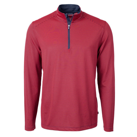 Cutter & Buck Virtue Eco Pique Micro Stripe Recycled Mens Quarter Zip