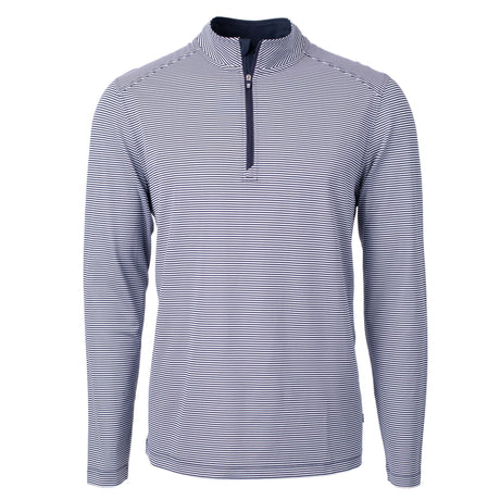 Cutter & Buck Virtue Eco Pique Micro Stripe Recycled Mens Quarter Zip