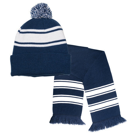 Knit Stripe Comfy Beanie/Scarf Combo