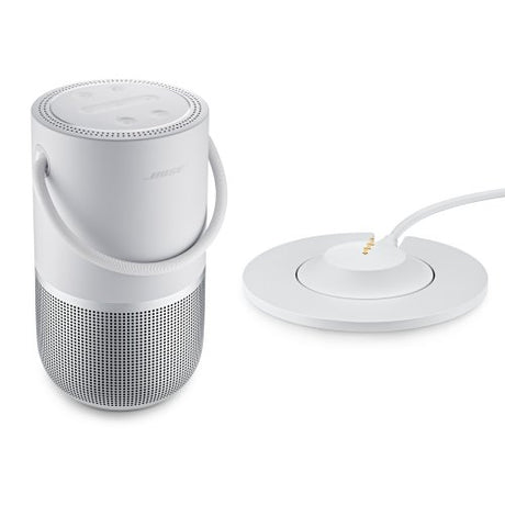 Portable Home Speaker with Charging Cradle - Luxe Silver