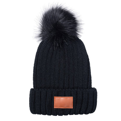 Leeman™ Knit Beanie w/Fur Pom Pom