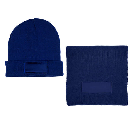 Acrylic Knit Beanie & Scarf w/Patch Combo