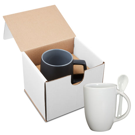 12 Oz. Dapper Ceramic Mug with Spoon in Individual Mailer