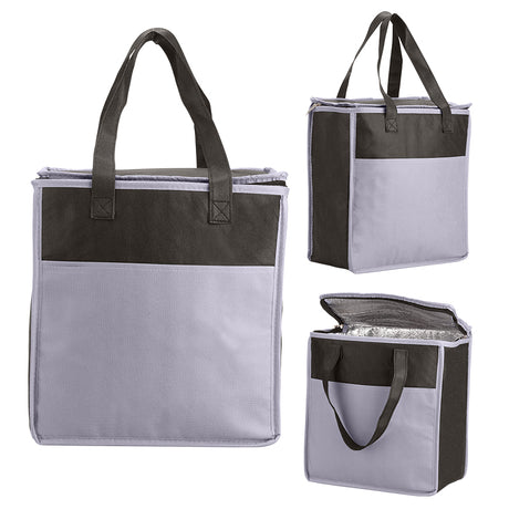 Two-Tone Flat Top Insulated Non-Woven Grocery Tote