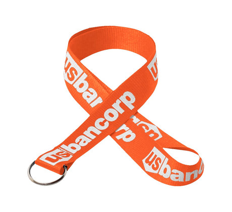 1" Silkscreened Flat Lanyard w/ a Key Ring