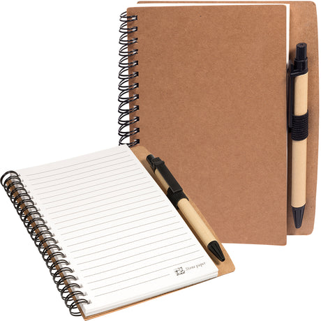 Stone Paper Spiral Notebook w/Pen Combo