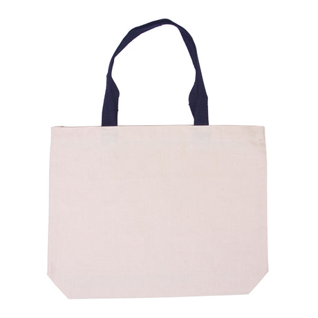 Cotton Canvas Tote w/Gusset & Color Accent Handles