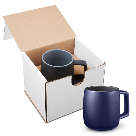 15 Oz. Geo Square Handle Ceramic Mug in Individual Mailer