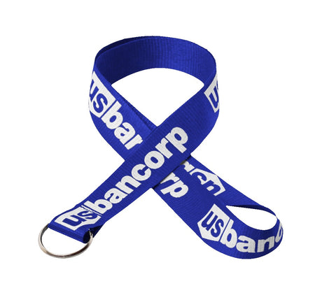 1" Silkscreened Flat Lanyard w/ a Key Ring