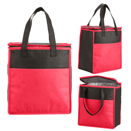 Two-Tone Flat Top Insulated Non-Woven Grocery Tote