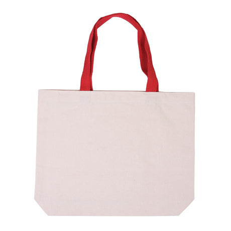 Cotton Canvas Tote w/Gusset & Color Accent Handles