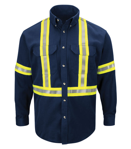 Bulwark FR Men's Midweight FR Enhanced Visibility Uniform Shirt With Reflective Trim