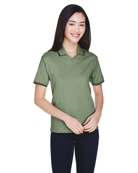 DEVON AND JONES Ladies' Tipped Perfect Pima Interlock Polo