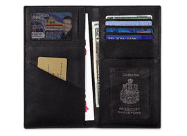 Passport & Ticket Holder black textured simuleather