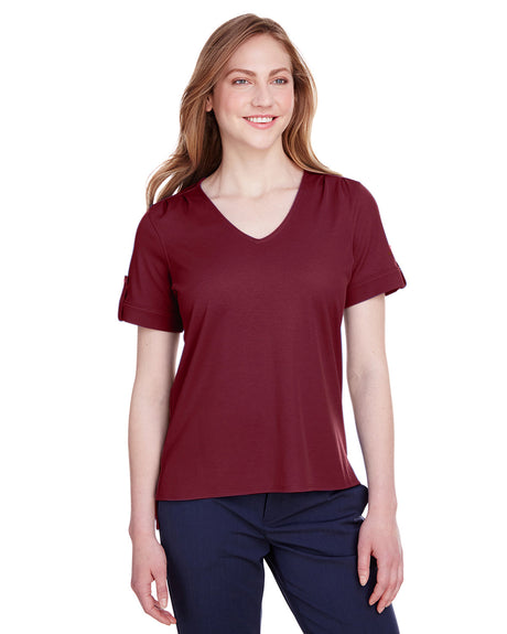 DEVON AND JONES CrownLux Performance® Ladies' Plaited Rolled-Sleeve Top