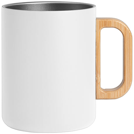 Vancouver - 15 oz. Stainless Steel Double Wall Mug with Bamboo Handle - Laser