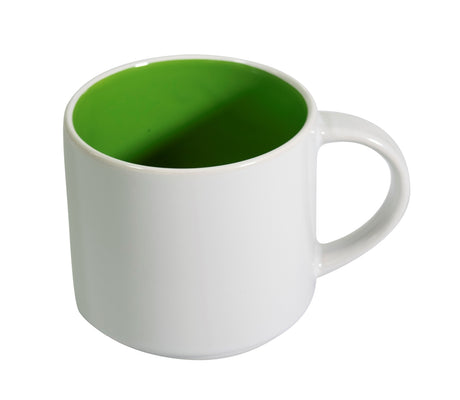 Brighton 14oz two-tone ceramic mug white/green in a Ripple box