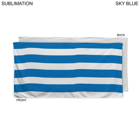 24 Hr Express Ship -Cabana Stripe Sublimated, Heaviest Weight, Plush Velour Terry Beach Towel, 30x60