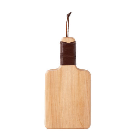 RAFFMAN Wood Cutting Board with Leather Wrapped Handle