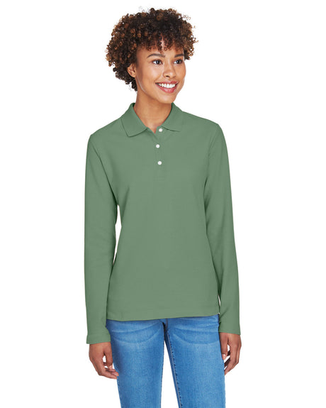 DEVON AND JONES Ladies' Pima Piqué Long-Sleeve Polo