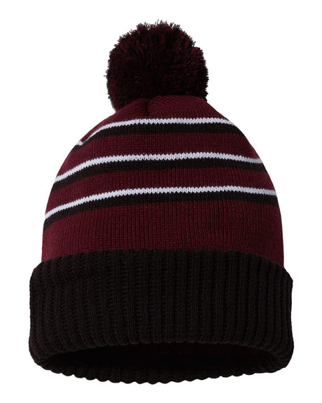 Richardson® Stripe Pom Cuffed Beanie