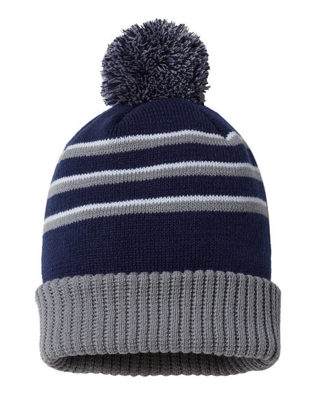 Richardson® Stripe Pom Cuffed Beanie