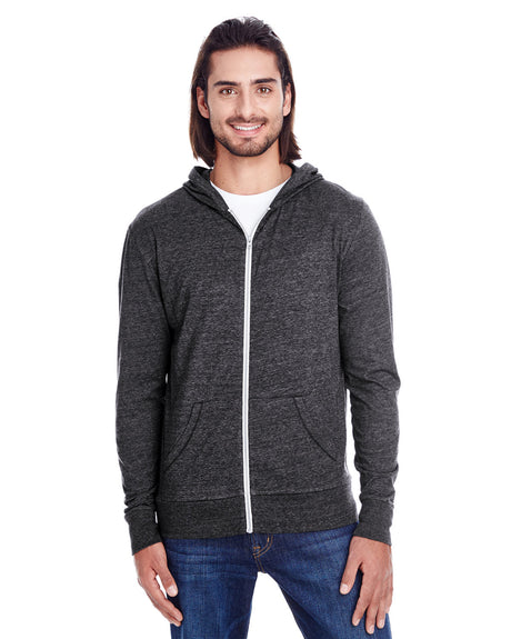 THREADFAST Unisex Triblend Full-Zip Light Hoodie