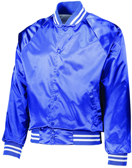 Satin Baseball Jacket w/Striped Trim