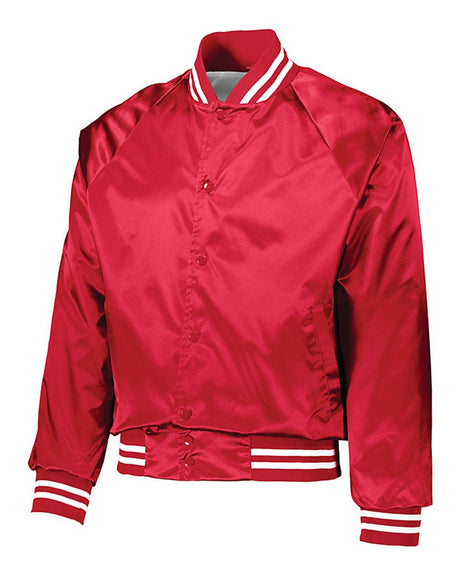 Augusta Sportswear Satin Baseball Jacket w/Striped Trim