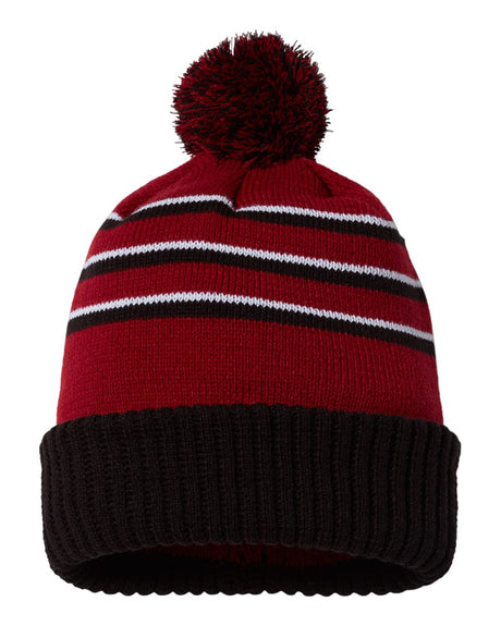 Richardson® Stripe Pom Cuffed Beanie