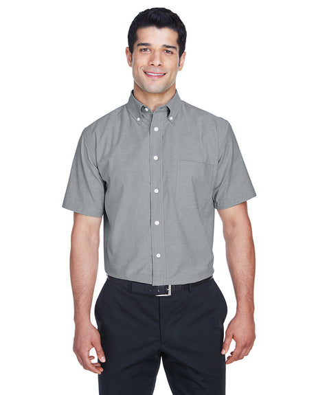 Harriton Men's Short-Sleeve Oxford with Stain-Release