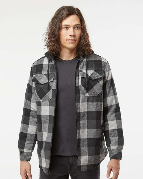 Burnside® Quilted Flannel Full Zip Hooded Jacket