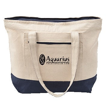 12 Oz. Cotton Canvas Zippered Boat Tote