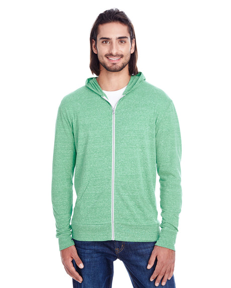 THREADFAST Unisex Triblend Full-Zip Light Hoodie