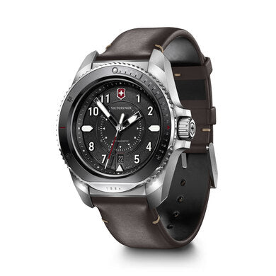 Journey Black Dial Watch w/Brown Leather Strap