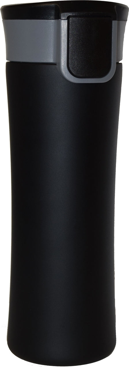 Helix 16oz black matte stainless steel vacuum tumbler with push-button lid - Etch