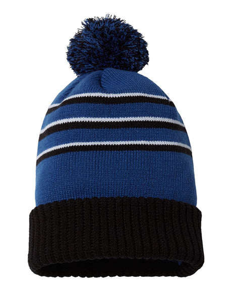 Richardson® Stripe Pom Cuffed Beanie