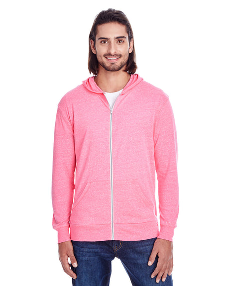 THREADFAST Unisex Triblend Full-Zip Light Hoodie