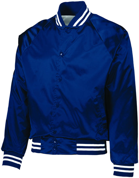 Satin Baseball Jacket w/Striped Trim