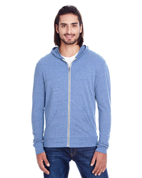 THREADFAST Unisex Triblend Full-Zip Light Hoodie