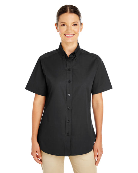 Harriton Ladies' Foundation 100% Cotton Short-Sleeve Twill Shirt with Teflon?