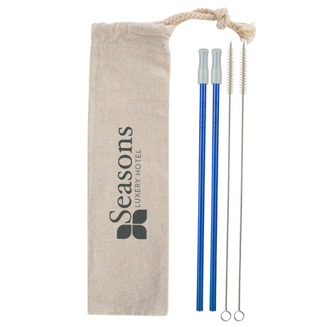 2- Pack Park Avenue Stainless Straw Kit With Cotton Pouch