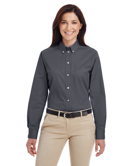 Harriton Ladies' Foundation 100% Cotton Long-Sleeve Twill Shirt with Teflon?