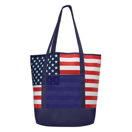 American Flag Non-Woven Tote Bag w/ 210D Pocket