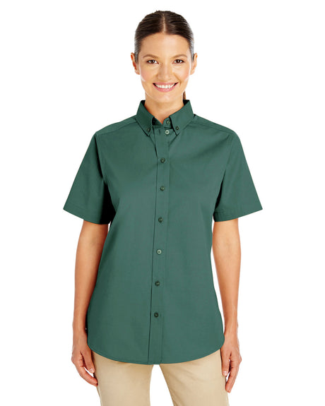 Harriton Ladies' Foundation 100% Cotton Short-Sleeve Twill Shirt with Teflon?