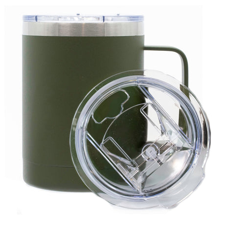 Outback 16oz stainless steel double wall mug matte green with clear pushon lid