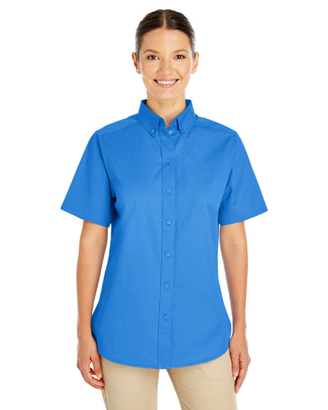 Harriton Ladies' Foundation 100% Cotton Short-Sleeve Twill Shirt with Teflon?