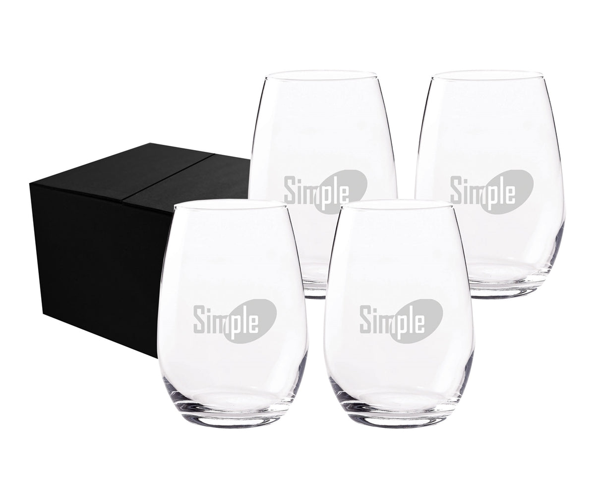 Lyon 19oz stemless glasss, set of 4 in a Midnight gift box