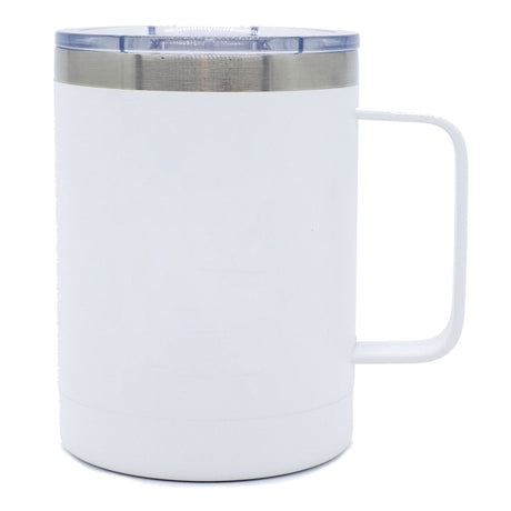 Outback 16oz stainless steel double wall mug matte white with clear pushon lid