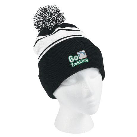 Two-tone Knit Pom Beanie With Cuff